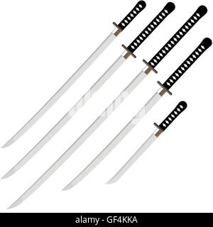 Die alte Waffe Krieger Japans. Die Abbildung auf einem weißen Hintergrund. Stockfoto