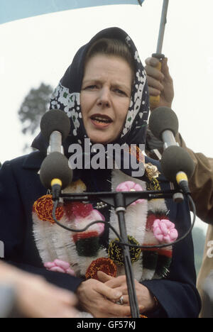 Mrs. Thatcher Wahlkampf der konservativen Partei 1983 Midlands Warwickshire. 1980S HOMER SYKES Stockfoto