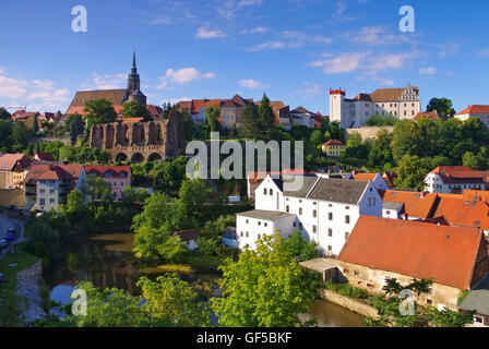 Bautzen-Ortenburg Und Nicolaikirchenruine in der Oberlausitz - Schloss Ortenburg und St.-Nikolai-Kirche zu ruinieren, Bautzen, Sachsen, bis Stockfoto