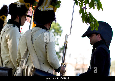 Historisches Reenactment der Schlacht von Napoleon genannt "dei Camolli" statt 16. April 1809 Villa Correr Dolfin Porcia - Pordeno Stockfoto