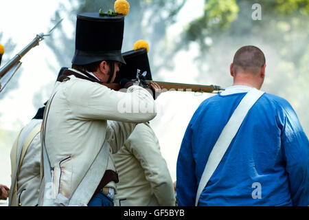 Historisches Reenactment der Schlacht von Napoleon genannt "dei Camolli" statt 16. April 1809 Villa Correr Dolfin Porcia - Pordeno Stockfoto