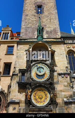 Die Orloj oder die astronomische Uhr am Altstädter Rathaus am Altstädter Ring in Prag, Tschechische Republik Stockfoto