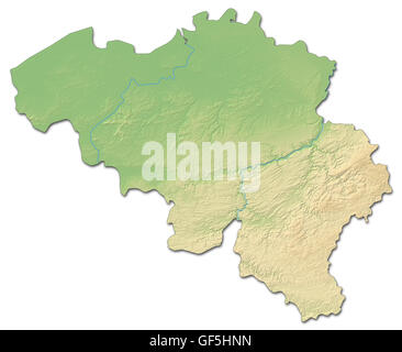 Landkarte von Belgien mit schattierten Relief. Stockfoto