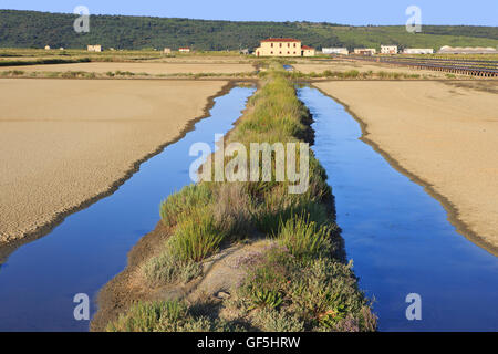 Die Salinen von Secovlje, Teil des Landschaftsparks Secovlje Salina in Secovlje, Slowenien Stockfoto