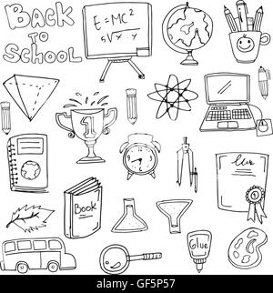 Hand-Draw-Objekt-Schule doodles Stock Vektor