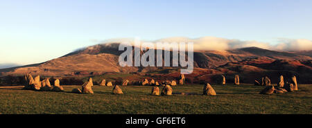 Ansicht Osten über Castlerigg Stone Circle auf ein Herbstnachmittag Stockfoto