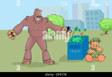 Bigfoot spielen Pokemon gehen! Stockfoto