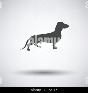 Dackel Hund Symbol auf grauem Hintergrund mit runden Schatten. Vektor-Illustration. Stock Vektor