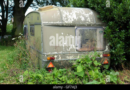 alten verlassenen Wohnwagen, North Norfolk, england Stockfoto