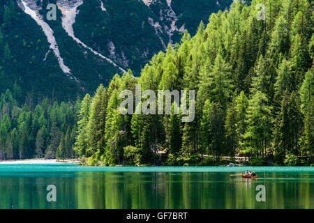 Pragser Wildsee oder Wildsee Wildsee, Süd-Tirol, Italien Stockfoto