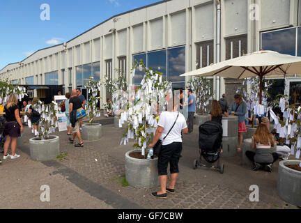 Kopenhagen Contemporary präsentiert Yoko "Wunsch Baum Garten" außerhalb der alten Lagerhäusern am Papirøen, Papier-Insel. Stockfoto