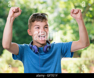 Sieg schreien junge Stockfoto