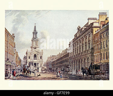 Der Strand mit Somerset House und Str. Marys Kirche, nach dem Aquarell von Thomas Malton der jüngere. 18. Jahrhundert London Stockfoto