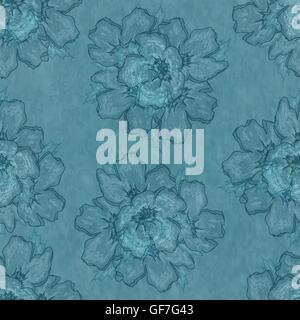 Nahtlose Aquarell Blau ornamentalen Blumenmuster Stock Vektor