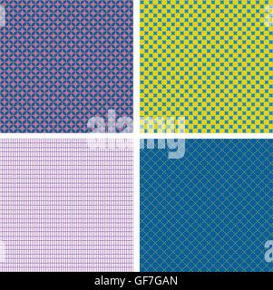 Satz von 4 abstrakte geometrische nahtlose Muster. Stock Vektor