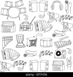 Doodle Musik Icons Set Stock Vektor