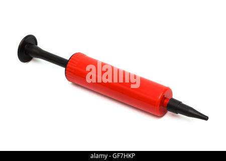 rote Luftpumpe auf weißem Hintergrund Stockfoto