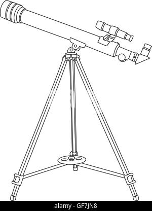 Das Teleskop in der hand gezeichnet Technik. Stock Vektor