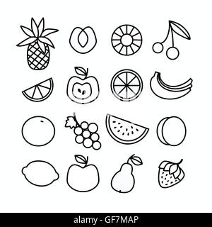 Obst-Icon-Set. Vektor-Illustration Stock Vektor