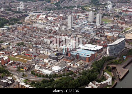 Luftaufnahme des Stadtzentrums Sunderland, Tyne & Verschleiß, UK Stockfoto