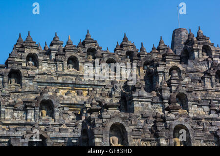 Borobudur Tempel am Tag Zeit, Yogyakarta, Java, Indonesien. Stockfoto