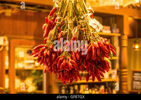 Knoblauch, roten Zwiebeln und Paprika Stockfoto