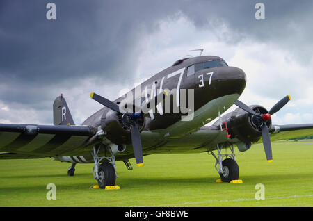 Douglas C-47 am D-Day Duxford Airshow, Stockfoto