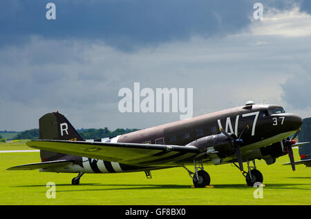 Douglas C-47 am D-Day Duxford Airshow, Stockfoto