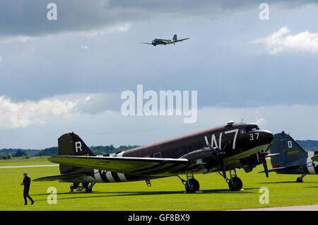 Douglas C-47 am D-Day Duxford Airshow, Stockfoto