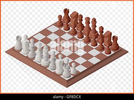 Isometrische Schach Stück Schachfiguren Stock Vektor