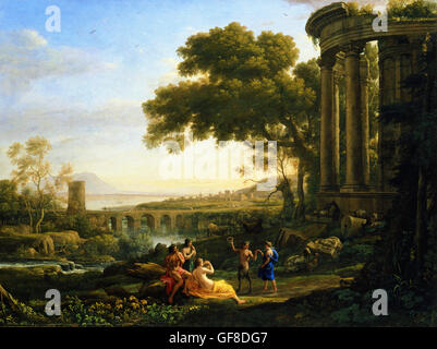 Claude Lorrain - Landschaft mit Nymphe und Satyr tanzen Stockfoto