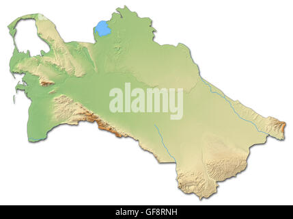 Reliefkarte von Turkmenistan mit schattierten Relief. Stockfoto