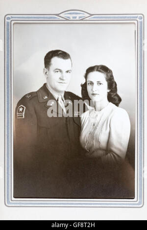 Militärische Hochzeit Fotografie, Zweiter Weltkrieg, 1946 Stockfoto