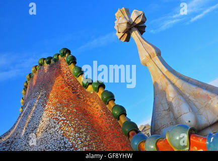 BARCELONA, Spanien - Januar 10: Architektonische Details von Casa Batllo von Antonio Gaudi in Barcelona am 10. Januar 2013. Stockfoto