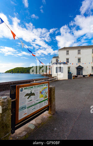 Schmale Straße in den küstennahen Dorf Kingsand, der führt zu Cawsand, Cornwall, England, UK Stockfoto