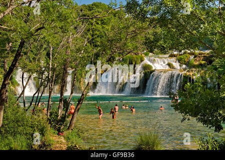 Lower Falls im Krka Nationalpark in der Nähe von Sibenik, Kroatien Stockfoto