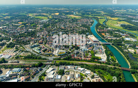 Luftaufnahme, Dorsten Westmauer, Süd-Westen Graben Süd Graben und Ostgraben, kreisförmige Innenstadt, Wesel-Datteln-Kanal, Stockfoto