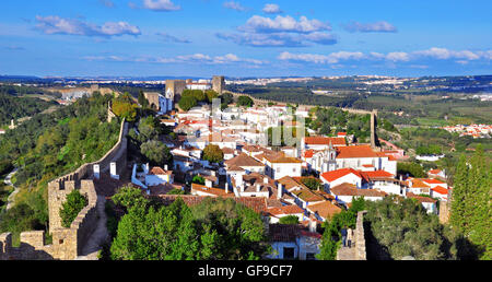 Panorama von Obidos, schönes Dorf in Portugal Stockfoto