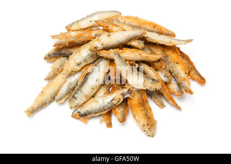 Angeschlagenen Sardellenfang Sprotten (Sprattus Sprattus) isoliert auf einem weißen Studio-Hintergrund. Stockfoto