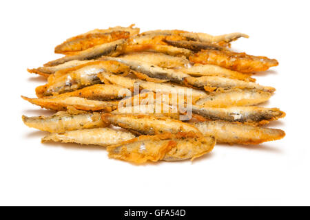 Angeschlagenen Sardellenfang Sprotten (Sprattus Sprattus) isoliert auf einem weißen Studio-Hintergrund. Stockfoto