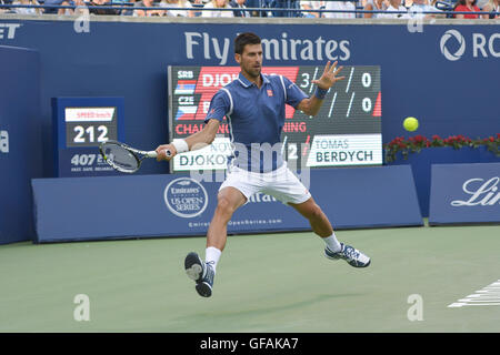 Toronto, Ontario, Kanada. 29. Juli 2016. Novak Djokovic gegen Tomas Berdych aus Tschechien in ihrem Viertel Finale Spiel des Rogers Cup Turnier im Aviva Centre in Toronto, Ontario, Kanada am 29. Juli 2016 Serbiens Credit: Joao Luiz De Franco/ZUMA Draht/Alamy Live News Stockfoto