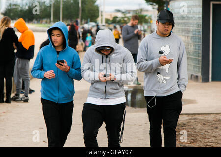 Melbourne, Australien. 30. Juli 2016. Altona-Strand in Melbourne zieht Hunderte von Spielern spielen Pokenmon. Jede Person in diesem Bild ist zu spielen! Bildnachweis: Dave Hewison Sport/Alamy Live-Nachrichten Stockfoto