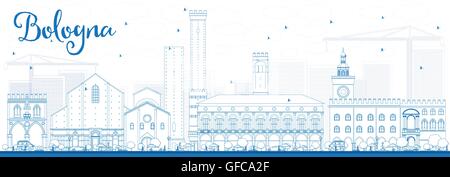 Umriss Bologna Skyline mit blauen Wahrzeichen. Vektor-Illustration. Geschäftsreisen und Tourismus-Konzept mit historischen Gebäuden. Stock Vektor