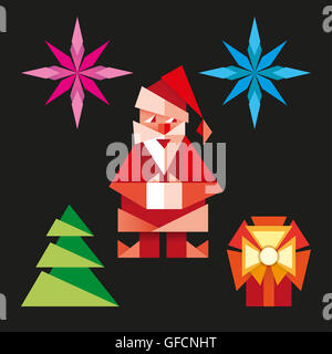 Origami-Weihnachts-Icons cartoon illustration Stockfoto
