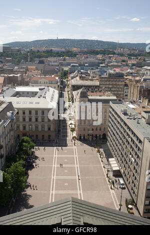 Szent Istvan Ter und Blick nach Westen in Richtung Buda von Basilika Stockfoto