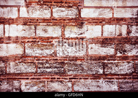 Gemauerte Wand, Hintergrund, abstrakt architektonischen Kulisse, alte Grunge Ziegelstein Textur, Alter Gebäude-Fassade, Baukonzept Stockfoto