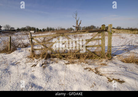 Ein Wintertag mit frisch gefallenem Schnee in East Anglia Stockfoto