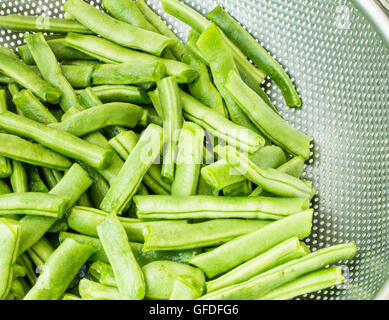 Frische grüne Bohnen Nahaufnahme Stockfoto