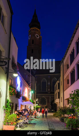 Straubing: Jakobgasse Basilika von St. Jacob, Deutschland, Bayern, Bayern, Niederbayern, Niederbayern Stockfoto