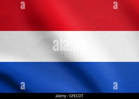 Flagge der Niederlande winken in den Wind mit detaillierten Stoff Textur Stockfoto